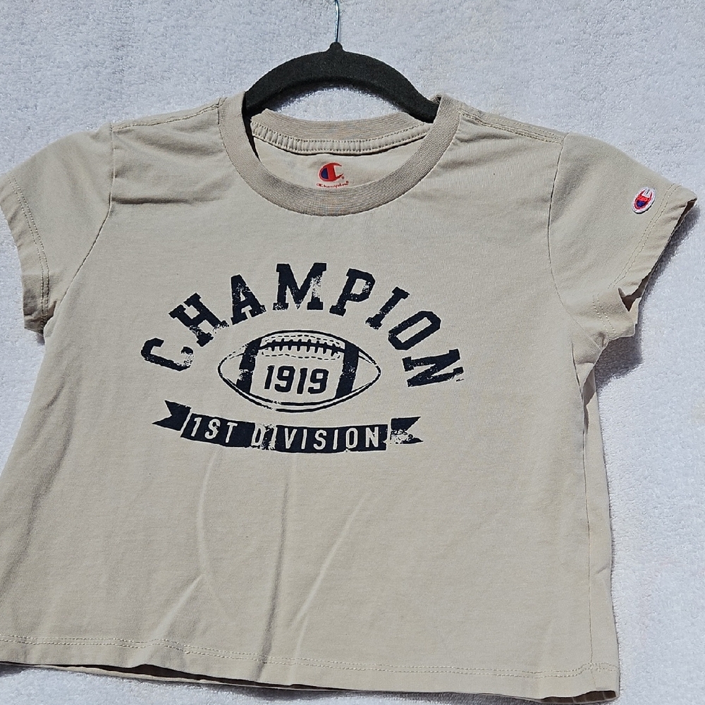 Champion Girls Beige Crop Graphic Tee Size 14